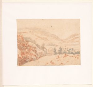 Paesaggio collinare con vista su un villaggio da Jan Griffier (I)