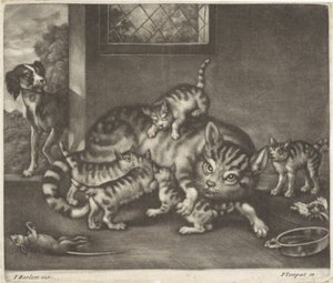 Gatto con cinque cuccioli da Jan Griffier (I)