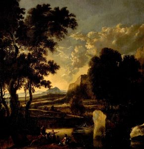 Paesaggio con figure in primo piano da Jan Hackaert