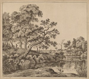 Paesaggio con Albero Piegato da Jan Hackaert