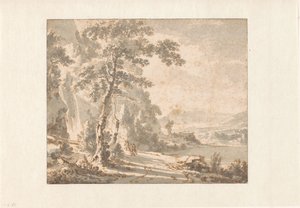 Paesaggio con viaggiatori a piedi da Jan Hackaert