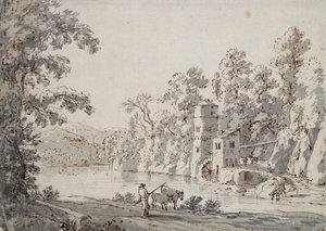 Il mulino ad acqua presso il guado da Jan Hackaert