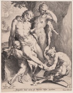 Oreads che toglie una spina dal piede di un satiro da Jan Harmensz. Muller