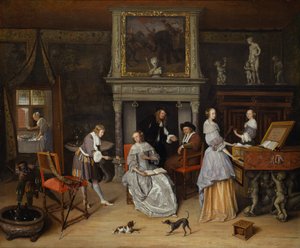 Interno fantastico con Jan Steen e la famiglia di Gerrit Schouten, c.1659-60