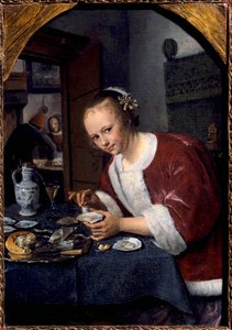 Giovane ragazza che mangia ostriche da Jan Havicksz. Steen