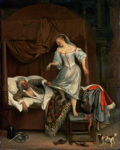 Scena in camera da letto da Jan Havickszoon Steen