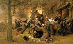 Contadini e soldati fuori da una taverna - Un