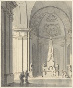 Grande sala a volta con un monumento funebre da Jan Hendrik Troost van Groenendoelen