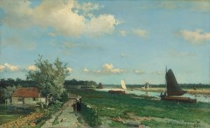 Il canale Trekvliet vicino a Rijswijk, anche: Vista vicino al ponte Geest, 1868 da Jan Hendrik Weissenbruch