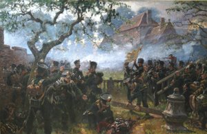 Truppe di Nassau a Hougoumont durante la battaglia di Waterloo da Jan Hoynck van Papendrecht