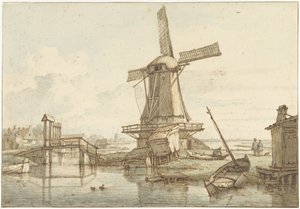 Paesaggio con mulino a vento da Jan Hulswit