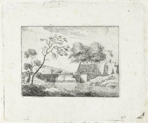 Paesaggio con ponte e fattoria da Jan Izaak van Mansvelt