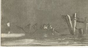 Barca a remi con figure su un fiume da Jan Izaak van Mansvelt