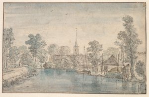 Villaggio su un fiume da Jan Jansz den Uyl