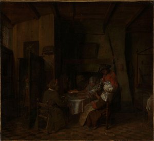 Un pasto in famiglia nella casa di un contadino da Jan Josef Horemans the elder