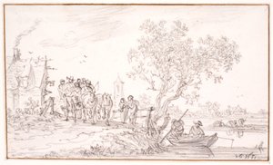 Un carro con viaggiatori presso una locanda da Jan Josefsz van Goyen