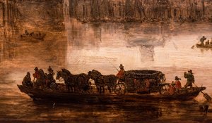 Un grande traghetto con una carrozza a quattro cavalli (Nijmegen), dettaglio