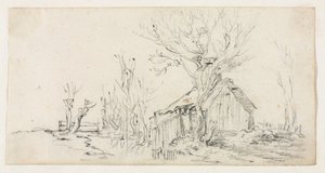 Schizzo di paesaggio con cottage da Jan Josephsz van Goyen
