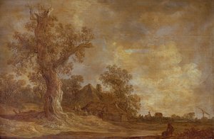 Paesaggio boscoso con figure e quercia da Jan Josephsz van Goyen