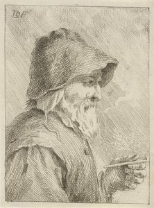 Vecchio con barba e pipa in mano da Jan Lauwryn Krafft (I) (attributed to)