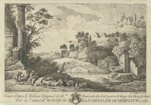 Veduta di un paesaggio con pastori