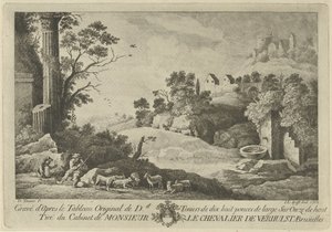 Veduta di un paesaggio con pastori