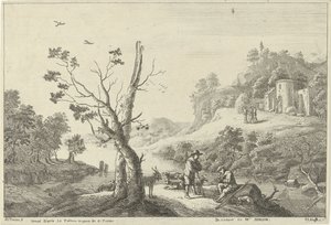 Paesaggio con un flautista e un pastore da Jan Lauwryn Krafft (I)