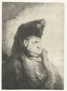 Busto di un orientale con cappello di pelliccia