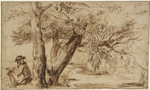 Paesaggio con un disegnatore al margine del bosco da Jan Lievens