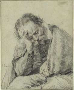 Studio di un uomo che appoggia la testa sulla mano destra da Jan Lievens