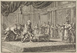 Al rappresentante francese a Costantinopoli viene tolta la sedia che aveva posto accanto a quella del gran visir, 1677 da Jan Luyken
