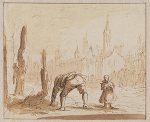 Adriaen Wens cerca tra le ceneri la vite per la bocca che era stata applicata a sua madre ad Anversa nel 1573 da Jan Luyken