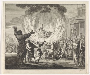 San Policarpo viene messo su una pira ma le fiamme non lo bruciano