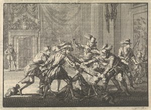 Duca di Guisa assassinato nel castello di Blois, 1588 da Jan Luyken