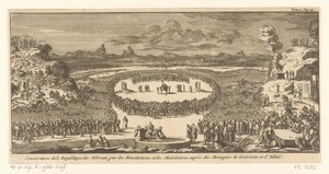 Israeliti offrono sacrifici di bruciatura e di pace sui monti Ebal e Gerizim (Consécration de la Republique des Hébreux par les Bénédictions et les Malédictions, auprés des Montagnes de Guérizim et d