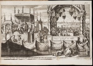 La grande benedizione delle acque a Mosca (Russia) (cerimonia religiosa annuale con processione) - Opera di Jan (Johannes) Luyken (1649-1712), incisione (20,1x30 cm) da Jan Luyken