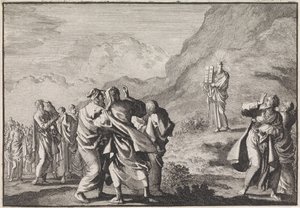 Mosè riceve le tavole della legge e le mostra al popolo