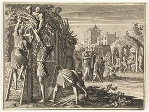 Costruzione delle capanne da Jan Luyken