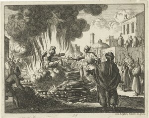 Policarpo trafitto sul rogo da Jan Luyken