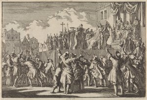Scena di strada ad Aberdeen in cui viene derisa la religione cattolica, 1689 da Jan Luyken