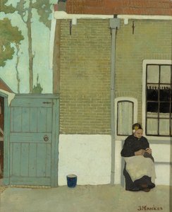Donna davanti alla sua casa