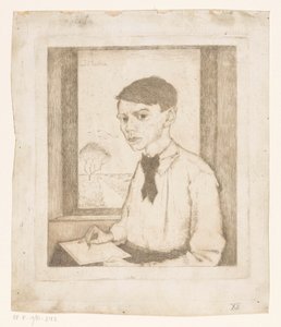 Autoritratto che disegna vicino a una finestra da Jan Mankes