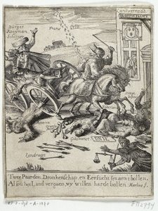 Caricatura della presunta simpatia francese di Amsterdam, 1690 da Jan Marlois