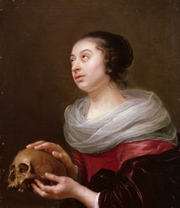 Una giovane donna che tiene un teschio, 1640