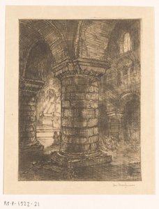 Monaco sdraiato in una chiesa da Jan Poortenaar (signed by artist)