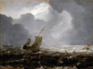 Barche da pesca in una giornata ventosa, quella a sinistra da Jan Porcellis