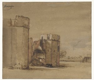 Veduta del Castello Honingen vicino a Rotterdam da Jan Ruyscher (attributed to)
