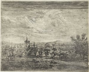 Vista del villaggio con una chiesa da Jan Ruyscher