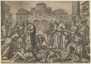 Gli Apostoli Distribuiscono il Denaro ai Bisognosi, ca. 1600 da Jan Sadeler