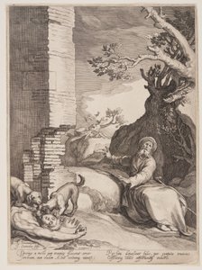La profezia di Ahajah alla moglie di Geroboamo, da Quattro scene di vita dei profeti, Isaia, Ahajah ed Eliseo da Jan Saenredam
